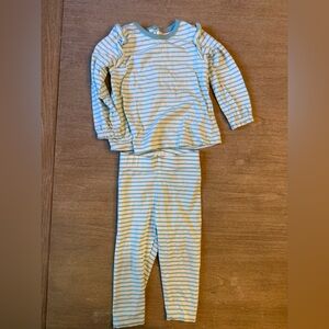 Baby Boden Striped Pajama Blue and White Matching Set.